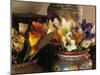 Colorful artificial flowers and pottery, Santa Fe, New Mexico, USA-Jerry Ginsberg-Mounted Photographic Print