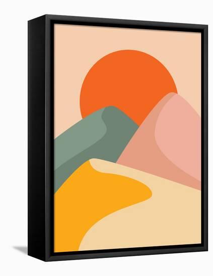 Colorful Background with Landscape, Abstract Mountains. Abstract Colored Backdrop with Hand-Drawn E-OvochevaZhanna-Framed Premier Image Canvas