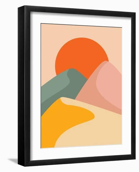 Colorful Background with Landscape, Abstract Mountains. Abstract Colored Backdrop with Hand-Drawn E-OvochevaZhanna-Framed Photographic Print