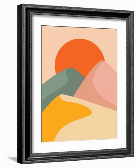 Colorful Background with Landscape, Abstract Mountains. Abstract Colored Backdrop with Hand-Drawn E-OvochevaZhanna-Framed Photographic Print