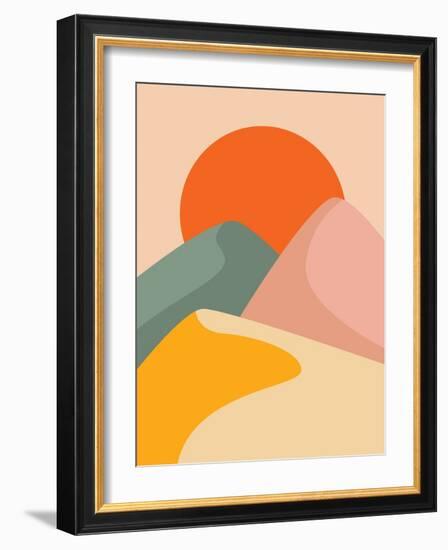 Colorful Background with Landscape, Abstract Mountains. Abstract Colored Backdrop with Hand-Drawn E-OvochevaZhanna-Framed Photographic Print