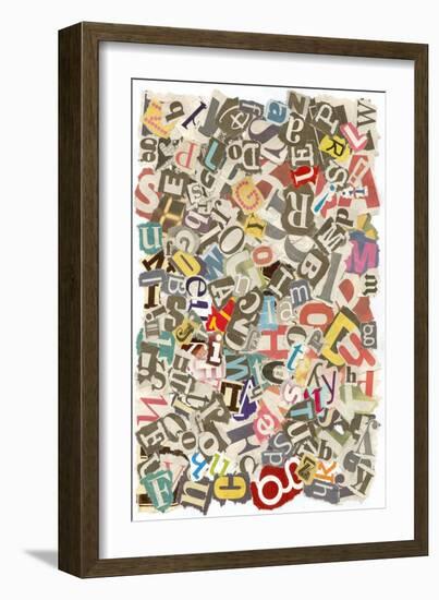 Colorful Background With Letters Torn From Newspapers And Magazines Rough Edges, Messy Look-NinaMalyna-Framed Art Print