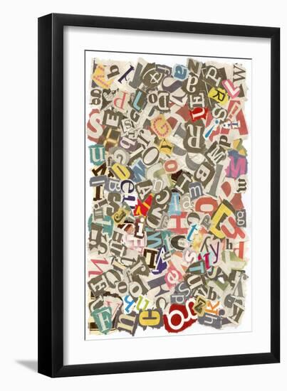 Colorful Background With Letters Torn From Newspapers And Magazines Rough Edges, Messy Look-NinaMalyna-Framed Art Print