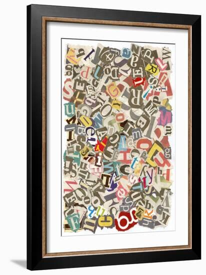 Colorful Background With Letters Torn From Newspapers And Magazines Rough Edges, Messy Look-NinaMalyna-Framed Art Print