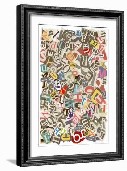 Colorful Background With Letters Torn From Newspapers And Magazines Rough Edges, Messy Look-NinaMalyna-Framed Art Print