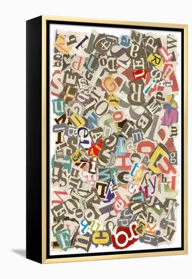 Colorful Background With Letters Torn From Newspapers And Magazines Rough Edges, Messy Look-NinaMalyna-Framed Stretched Canvas