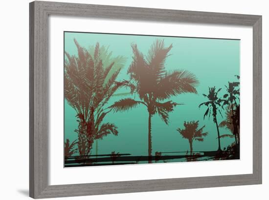 Colorful Background with Silhouette of Palm Trees on the Beach. Tropical Seasonal Background for To-Romas_Photo-Framed Art Print