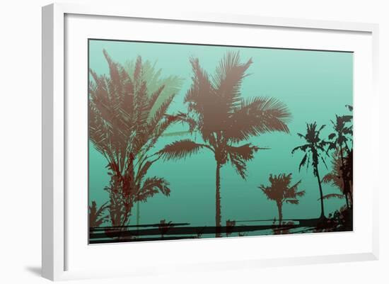 Colorful Background with Silhouette of Palm Trees on the Beach. Tropical Seasonal Background for To-Romas_Photo-Framed Art Print