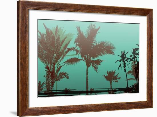 Colorful Background with Silhouette of Palm Trees on the Beach. Tropical Seasonal Background for To-Romas_Photo-Framed Art Print