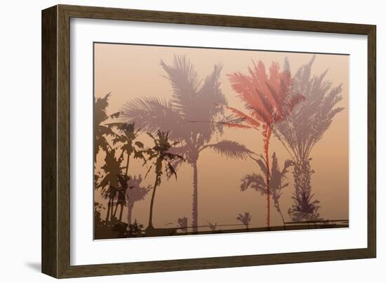 Colorful Background with Silhouette of Palm Trees on the Beach. Tropical Seasonal Background for To-Romas_Photo-Framed Art Print