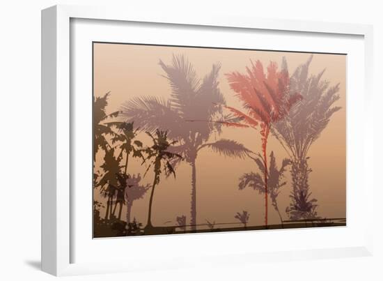 Colorful Background with Silhouette of Palm Trees on the Beach. Tropical Seasonal Background for To-Romas_Photo-Framed Art Print