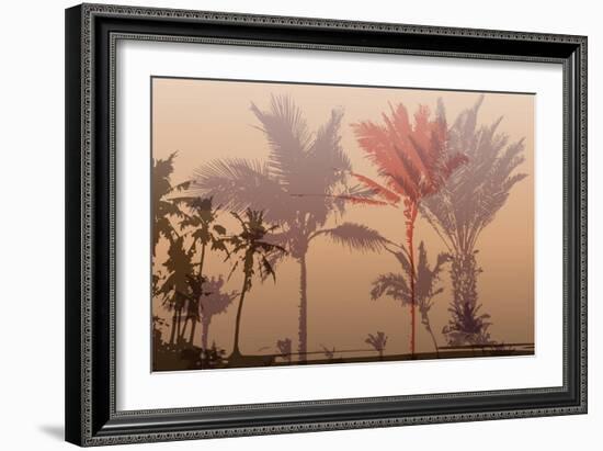 Colorful Background with Silhouette of Palm Trees on the Beach. Tropical Seasonal Background for To-Romas_Photo-Framed Art Print