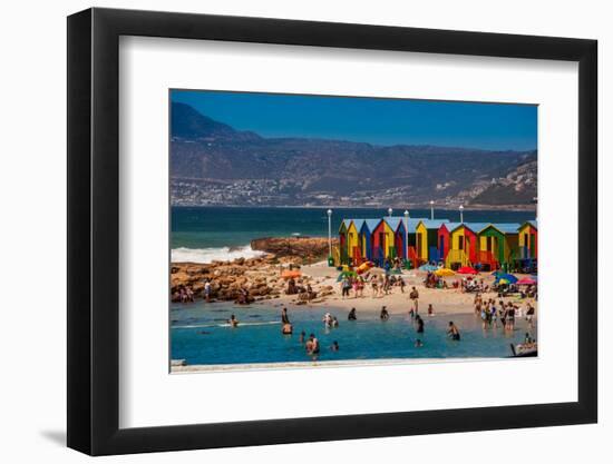 Colorful Beach Huts, Muizenberg Beach, Cape Town, South Africa, Africa-Laura Grier-Framed Photographic Print