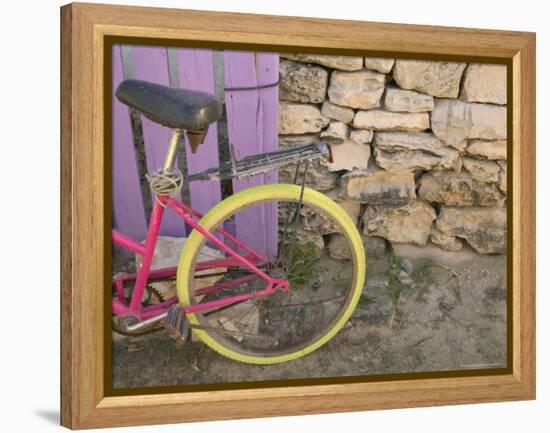 Colorful Bicycle on Salt Cay Island, Turks and Caicos, Caribbean-Walter Bibikow-Framed Premier Image Canvas