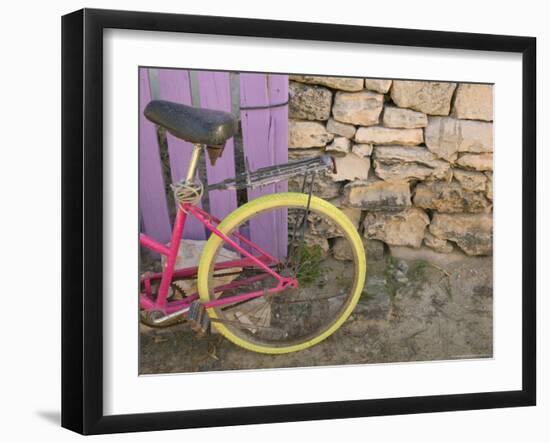 Colorful Bicycle on Salt Cay Island, Turks and Caicos, Caribbean-Walter Bibikow-Framed Photographic Print