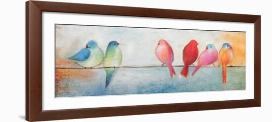 Colorful Birds On A Wire-Kimberly Allen-Framed Art Print