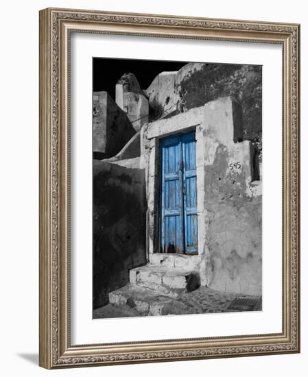 Colorful Blue Door, Oia, Santorini, Greece-Darrell Gulin-Framed Photographic Print