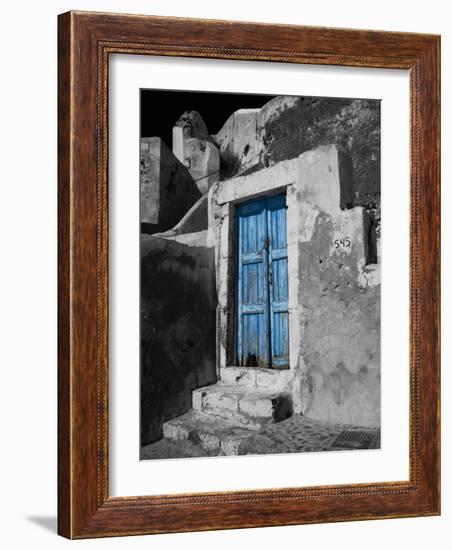 Colorful Blue Door, Oia, Santorini, Greece-Darrell Gulin-Framed Photographic Print