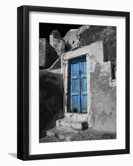 Colorful Blue Door, Oia, Santorini, Greece-Darrell Gulin-Framed Photographic Print