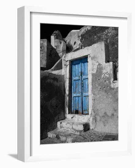 Colorful Blue Door, Oia, Santorini, Greece-Darrell Gulin-Framed Photographic Print