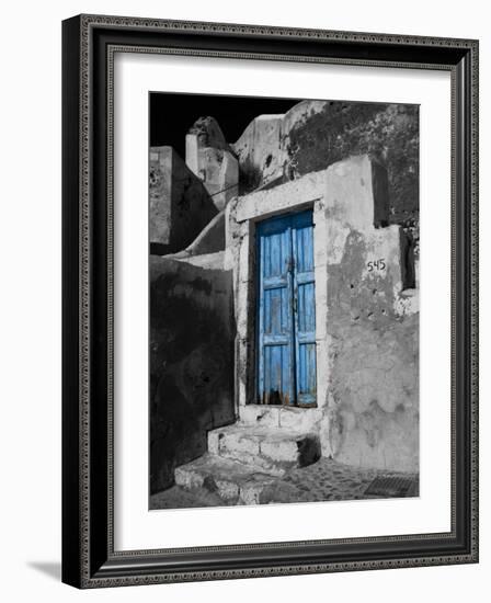 Colorful Blue Door, Oia, Santorini, Greece-Darrell Gulin-Framed Photographic Print