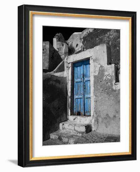 Colorful Blue Door, Oia, Santorini, Greece-Darrell Gulin-Framed Photographic Print