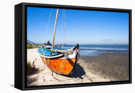 Colorful Boats on the Beach, Torreira, Aveiro, Beira, Portugal, Europe-G and M Therin-Weise-Framed Premier Image Canvas