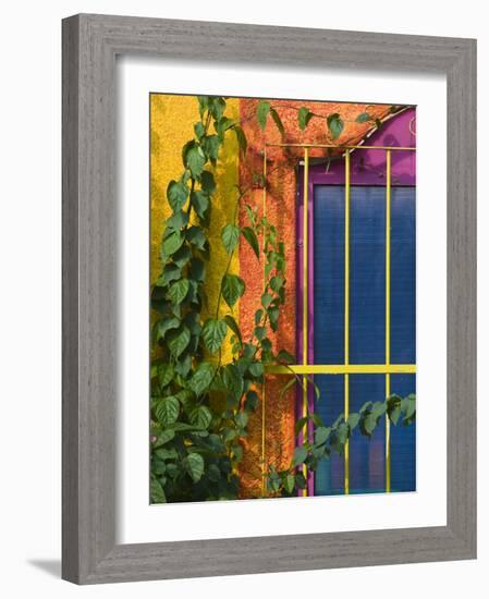 Colorful Building Detail, Barra De Navidad, Jalisco, Mexico-Walter Bibikow-Framed Photographic Print