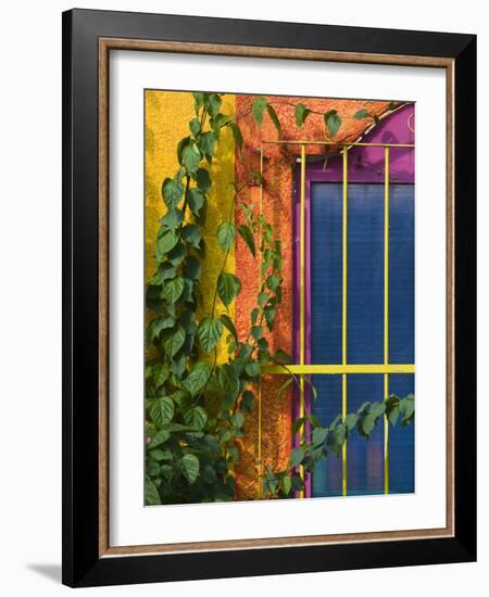 Colorful Building Detail, Barra De Navidad, Jalisco, Mexico-Walter Bibikow-Framed Photographic Print