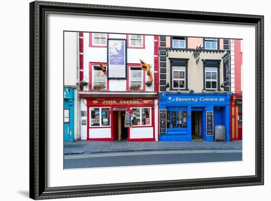 Colorful building fronts of traditional beer pubs in Kilkenny, County Kilkenny, Leinster, Ireland-Logan Brown-Framed Photographic Print