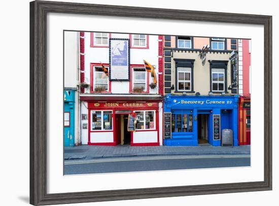 Colorful building fronts of traditional beer pubs in Kilkenny, County Kilkenny, Leinster, Ireland-Logan Brown-Framed Photographic Print