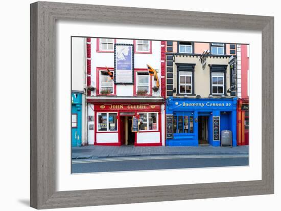 Colorful building fronts of traditional beer pubs in Kilkenny, County Kilkenny, Leinster, Ireland-Logan Brown-Framed Photographic Print