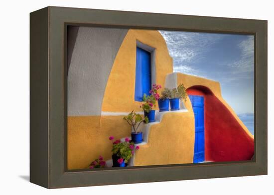Colorful Building in Oia on Santorini in the Greek Isles-Darrell Gulin-Framed Premier Image Canvas