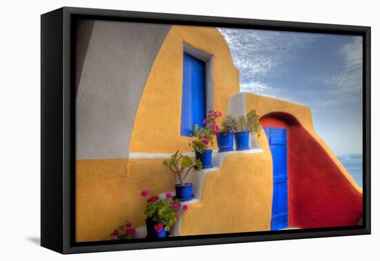 Colorful Building in Oia on Santorini in the Greek Isles-Darrell Gulin-Framed Premier Image Canvas