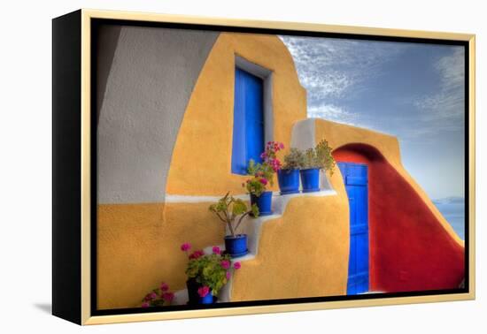 Colorful Building in Oia on Santorini in the Greek Isles-Darrell Gulin-Framed Premier Image Canvas