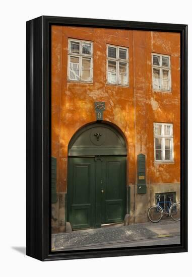 Colorful Building with Bikes Parked Outside, Copenhagen, Denmark-Inger Hogstrom-Framed Premier Image Canvas