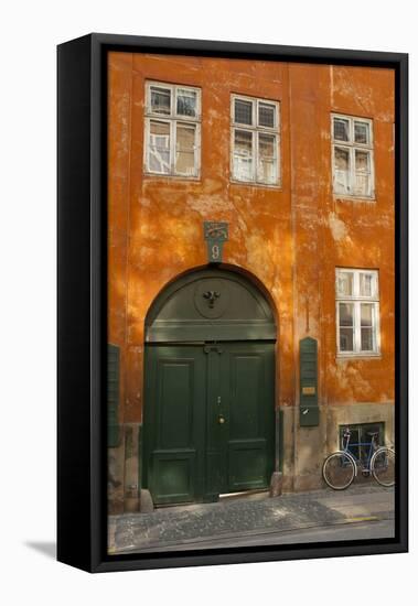 Colorful Building with Bikes Parked Outside, Copenhagen, Denmark-Inger Hogstrom-Framed Premier Image Canvas