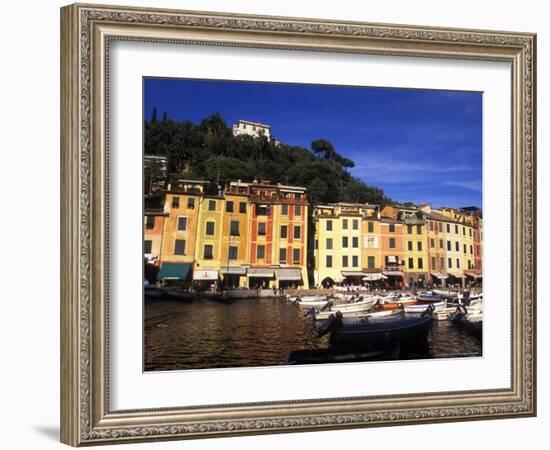 Colorful Buildings with Boats in the Harbor, Portofino, Italy-Bill Bachmann-Framed Photographic Print