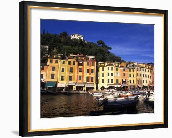 Colorful Buildings with Boats in the Harbor, Portofino, Italy-Bill Bachmann-Framed Photographic Print