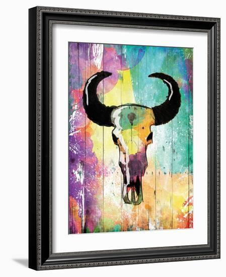 Colorful Bull-Jace Grey-Framed Art Print