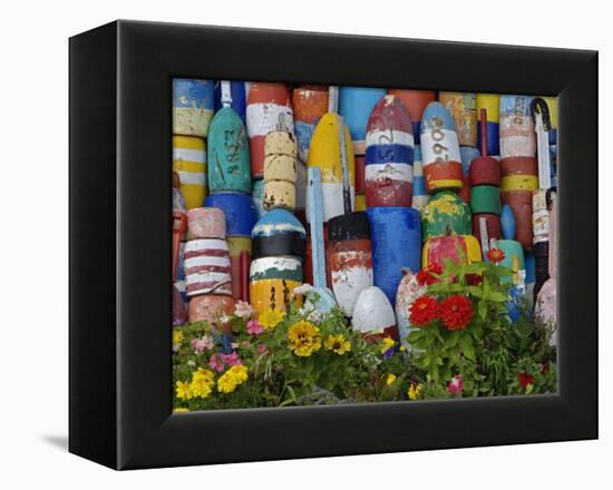 Colorful Buoys on Wall, Rockport, Massachusetts, USA-Adam Jones-Framed Premier Image Canvas