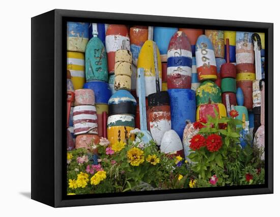 Colorful Buoys on Wall, Rockport, Massachusetts, USA-Adam Jones-Framed Premier Image Canvas