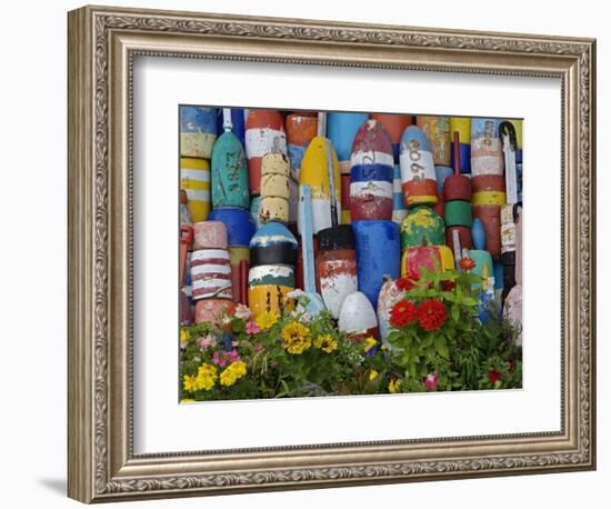 Colorful Buoys on Wall, Rockport, Massachusetts, USA-Adam Jones-Framed Photographic Print