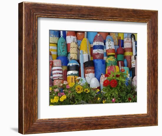 Colorful Buoys on Wall, Rockport, Massachusetts, USA-Adam Jones-Framed Photographic Print