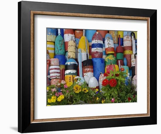 Colorful Buoys on Wall, Rockport, Massachusetts, USA-Adam Jones-Framed Photographic Print