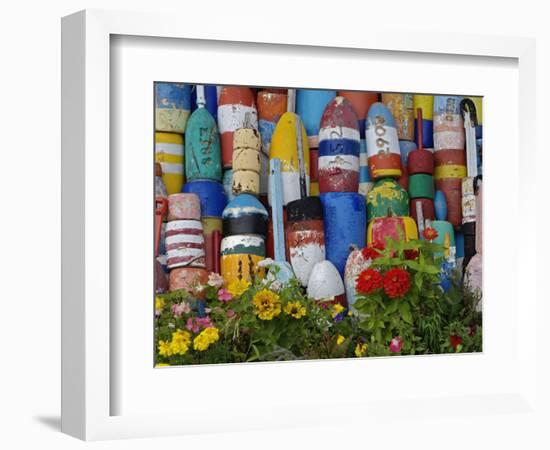 Colorful Buoys on Wall, Rockport, Massachusetts, USA-Adam Jones-Framed Photographic Print