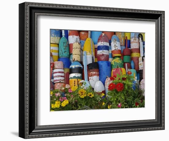 Colorful Buoys on Wall, Rockport, Massachusetts, USA-Adam Jones-Framed Photographic Print