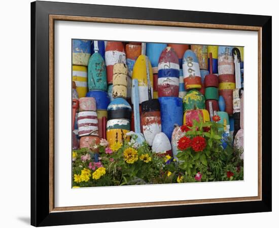 Colorful Buoys on Wall, Rockport, Massachusetts, USA-Adam Jones-Framed Photographic Print