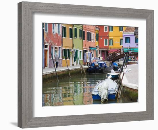 Colorful Burano City Homes Reflecting in the Canal, Italy-Terry Eggers-Framed Photographic Print