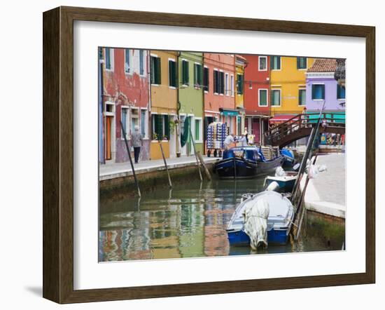 Colorful Burano City Homes Reflecting in the Canal, Italy-Terry Eggers-Framed Photographic Print